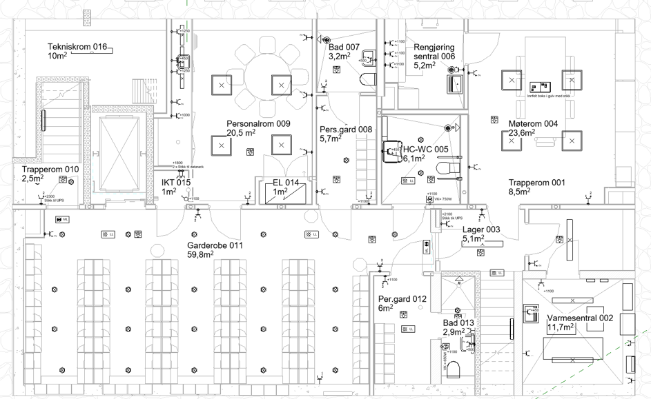 Figur 3: Bilde fra Revit, Elkraft Plan 0.